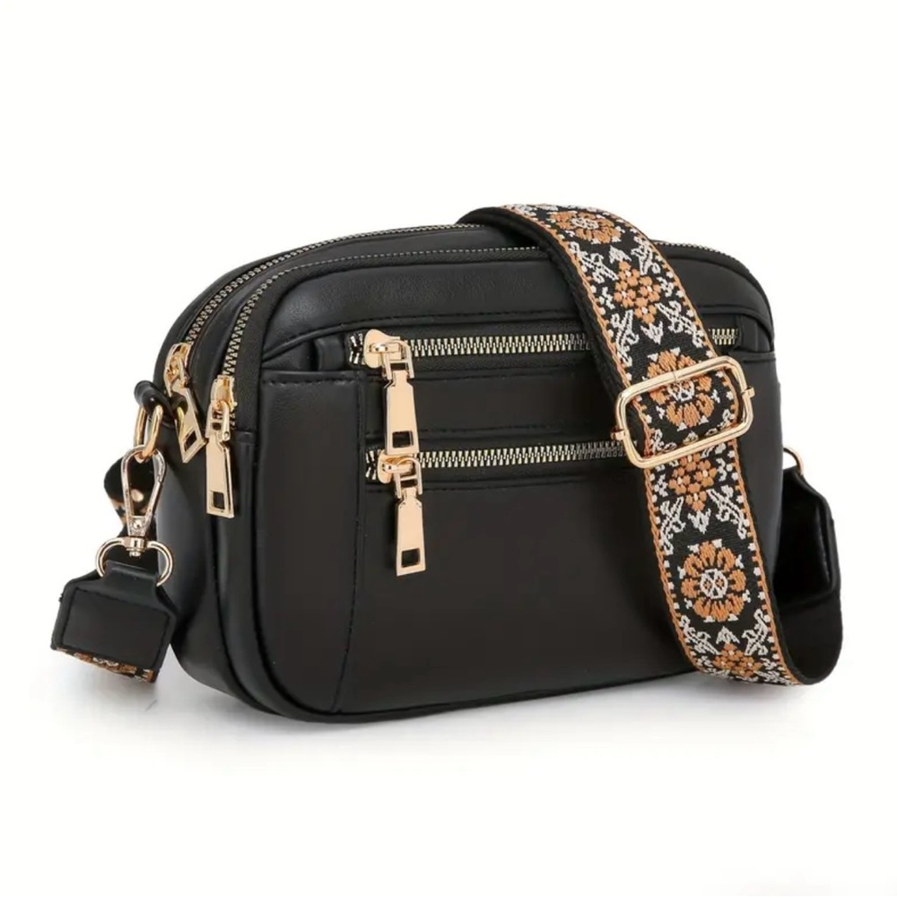 Boho style Crossbody bag - Black